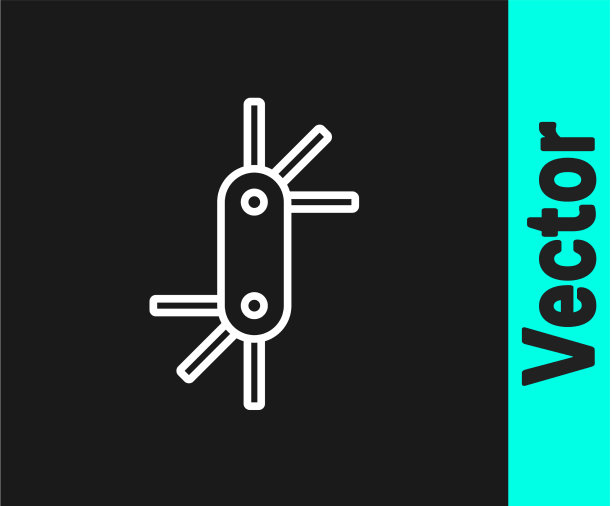 白线工具艾伦键图标隔离在黑色图片下载