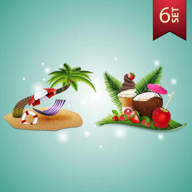 为你的艺术设置3d体积夏季图标图片下载