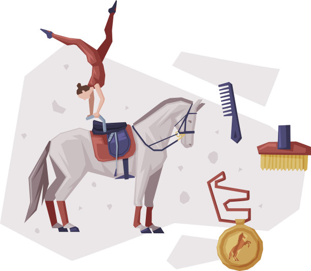 女孩在马术运动器材上跳图片下载