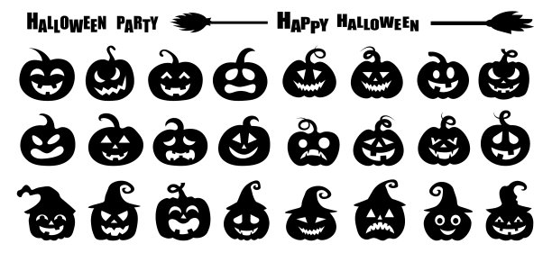 万圣节南瓜剪影套装图片下载