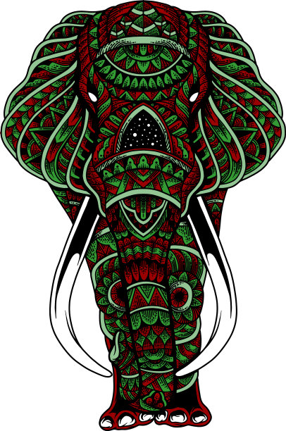 大象zentangle为t恤马克杯贴纸服装图片下载