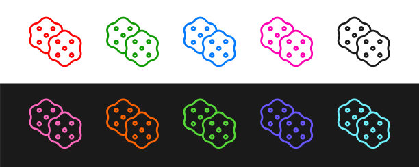 设置线饼干饼干图标孤立的黑白背景。甜的饼干。向量图片下载