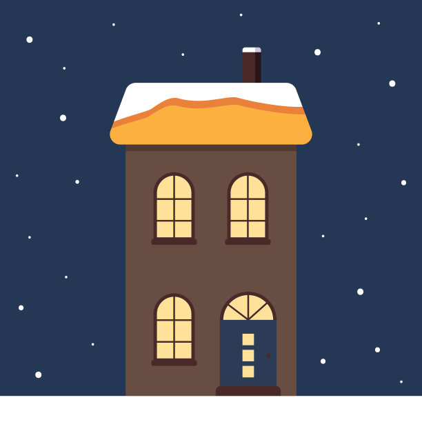 一个小房子，屋顶上有明亮的雪图片下载