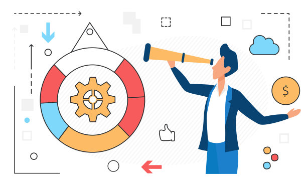 商业成功策略，商人用望远镜行图标孤立图片下载