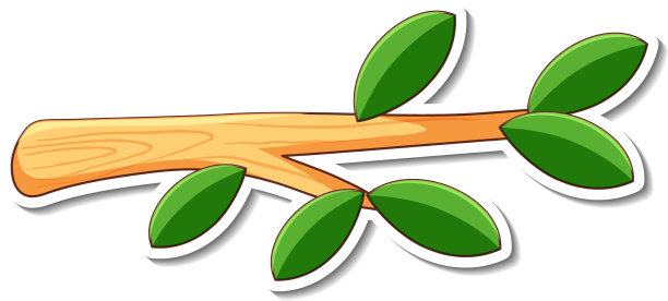 贴纸设计与一棵树枝隔离图片下载