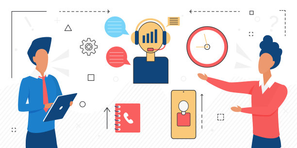 联系我们，人们与接线员的帮助台支持呼叫服务孤立图片下载