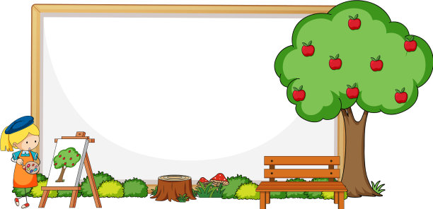 空横幅上画着一个画苹果的艺术家女孩图片下载