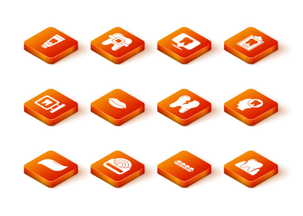 设置牙膏，牙线，诊所位置，微笑的嘴唇，牙齿与牙套，断牙，和人的头图标。向量图片下载