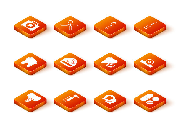 设置植牙，牙钻，断牙，牙线，保护，止痛药和耳鼻喉科头部反射图标。向量图片下载