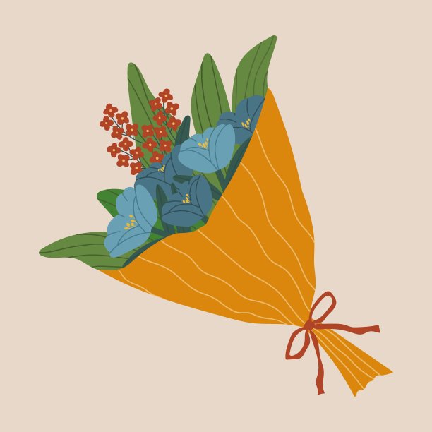 花束，矢量手绘插图。图片下载