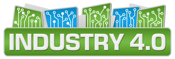 工业四点零绿色蓝色电路元件顶部水平图片下载