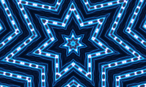 多彩的万花筒背景-美丽的几何对称，脉轮蓝色能量系列图片下载