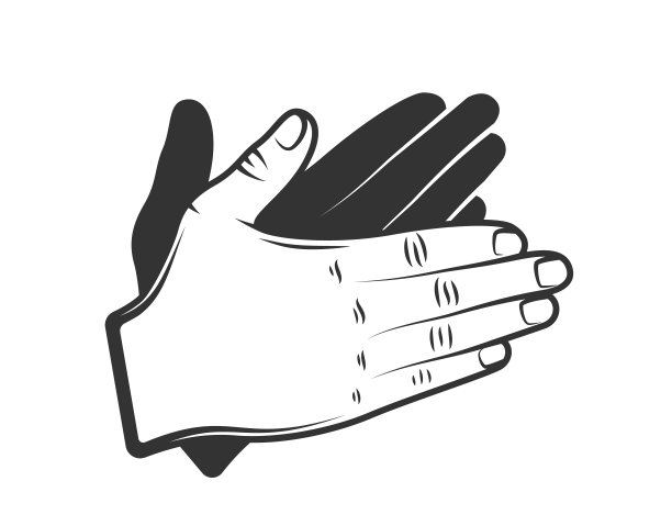 掌声的剪影孤立在白色背景上图片下载
