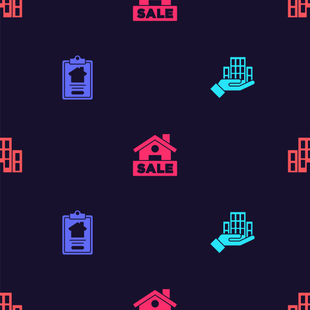 套摩天大楼房屋合同挂签图片下载