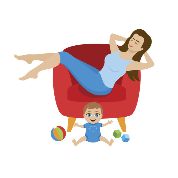 快乐妈妈与玩宝贝图标矢量图片下载
