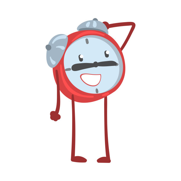 红色闹钟人物站立和抓挠他的头矢量插图图片下载