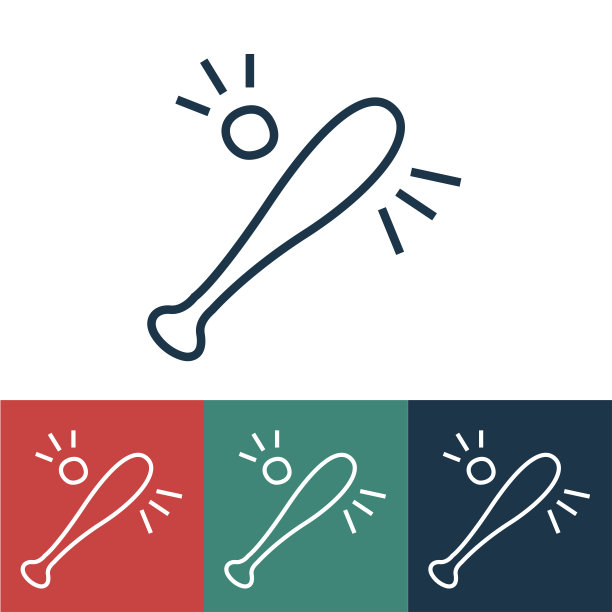 线性矢量图标与棒球图片下载