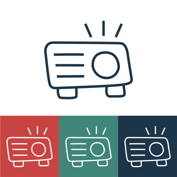 矢量线性图标与投影仪图片下载