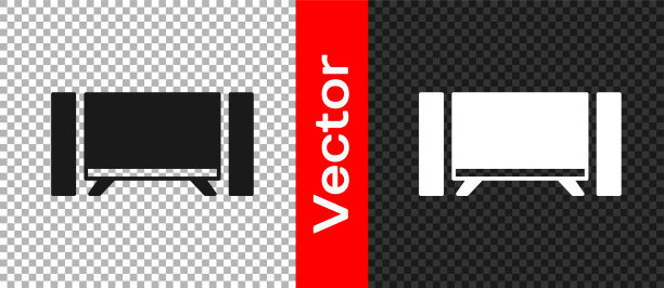 黑色智能电视图标隔离透明背景。电视信号。向量图片下载