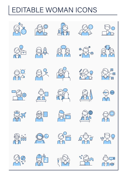 女性线条图标设置图片下载