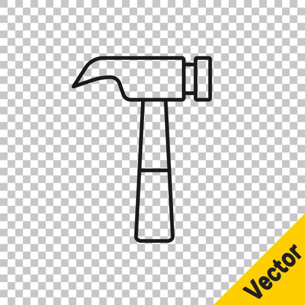 黑线锤图标隔离透明背景。修复的工具。向量图片下载