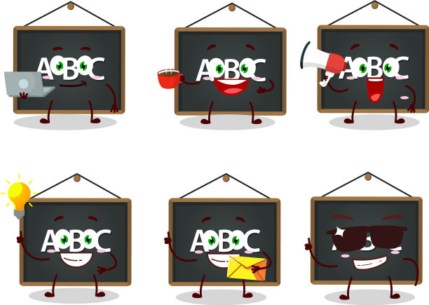 字母板上有各种各样的卡通人物图片下载