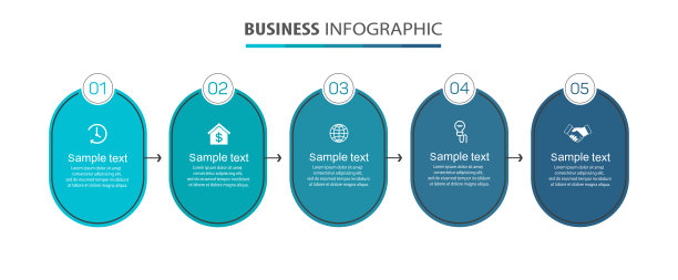 具有5个选项或步骤的业务信息图形设计模板图片下载