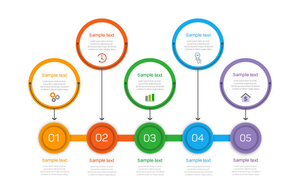 具有5个选项或步骤的业务信息图形设计模板图片下载