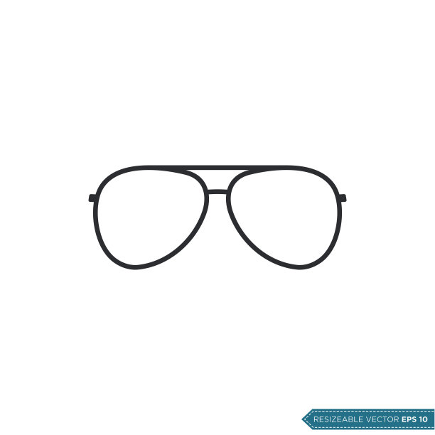 眼镜图标矢量模板平面设计图片下载