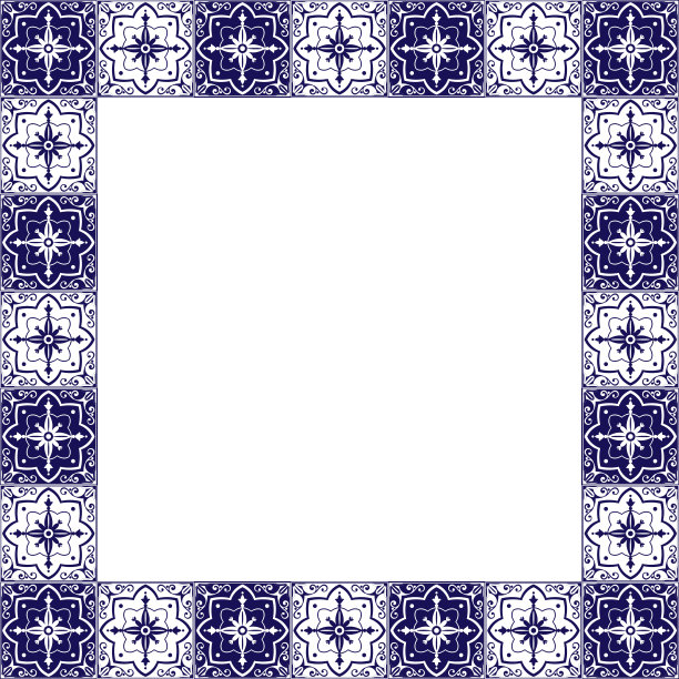 瓷砖框架向量。古边陶瓷图案图片下载