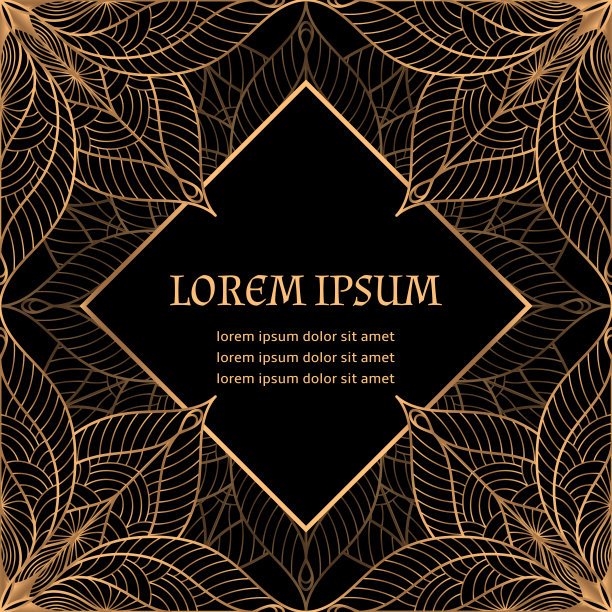 豪华背景矢量。孔雀羽毛皇家花纹卡片模板图片下载