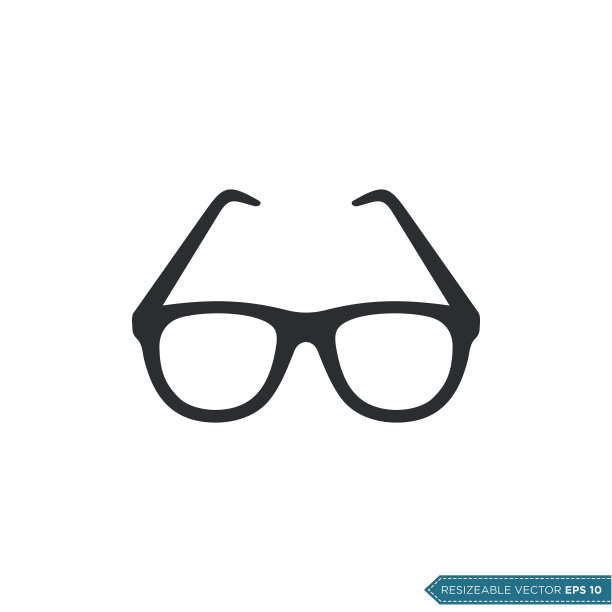 眼镜图标矢量模板平面设计图片下载