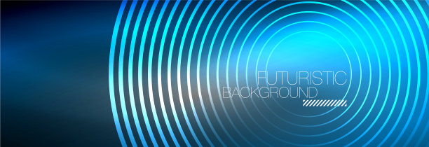 暗抽象背景与发光的霓虹灯圈图片下载