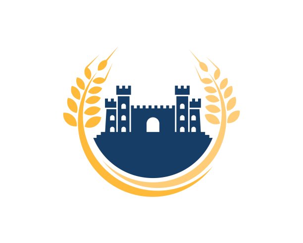 圆形的小麦里面有古老的堡垒图片下载