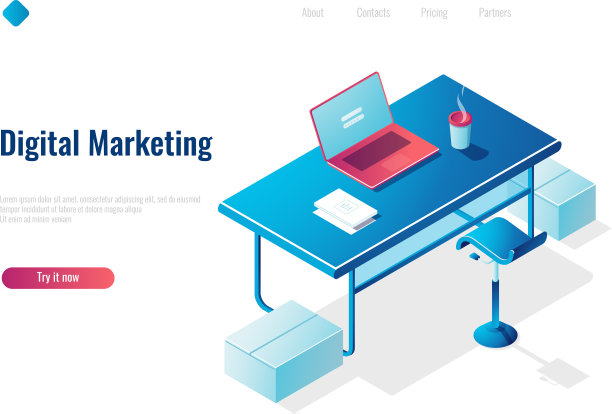 数字营销等距概念就业图片下载
