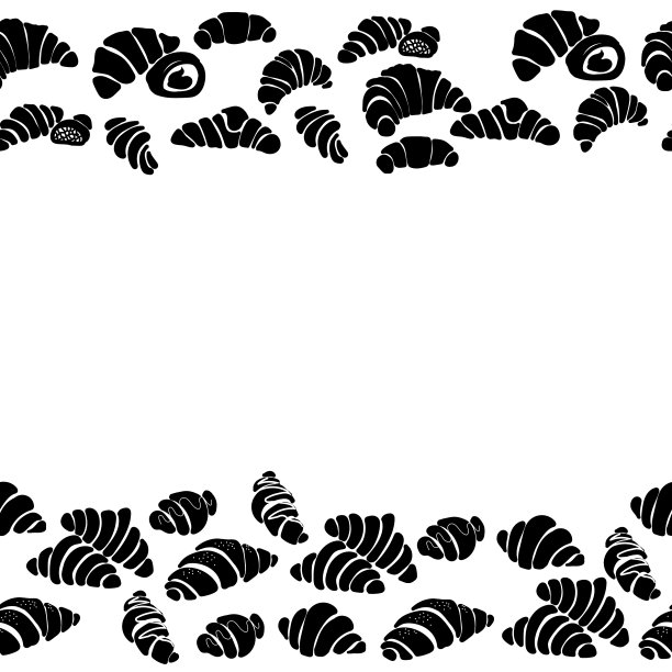 水平边框的羊角面包轮廓甜美图片下载