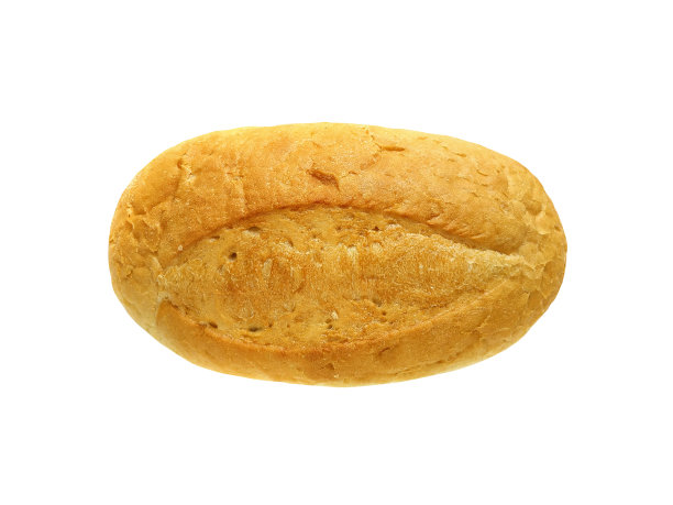 新鲜出炉的椭圆形小麦面包孤立在白色背景上图片下载