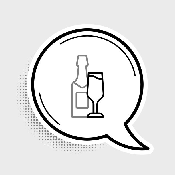 行香槟酒瓶和玻璃香槟酒图标图片下载