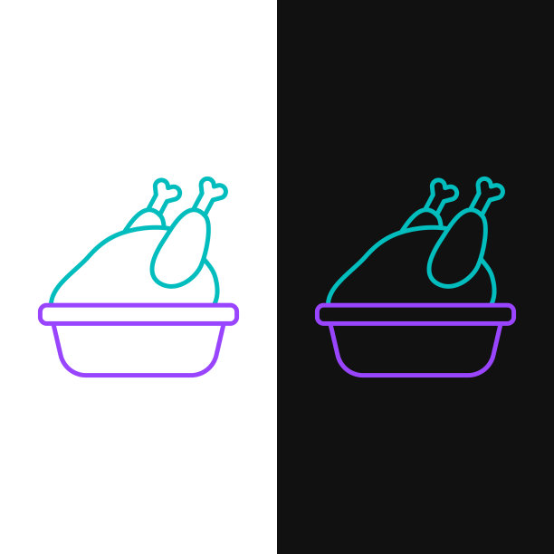 行烤火鸡或鸡图标孤立上图片下载