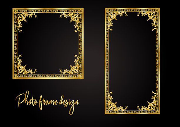 画镜用双金框双连画图片下载