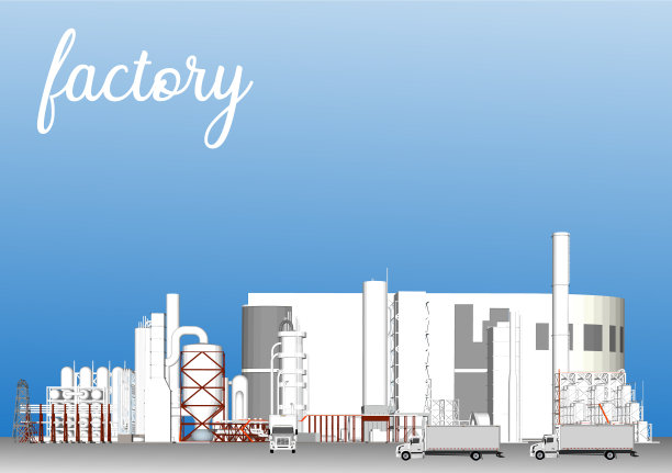 扁平化的工业工厂:一个工厂或图片下载