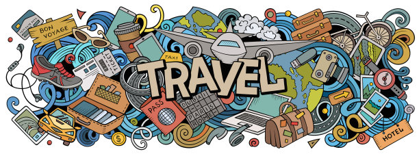 旅行手绘卡通涂鸦有趣的假期图片下载
