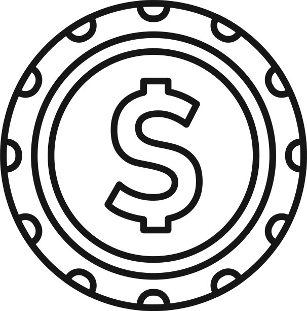 美元筹码轮廓图标，赌场扑克游戏图片下载