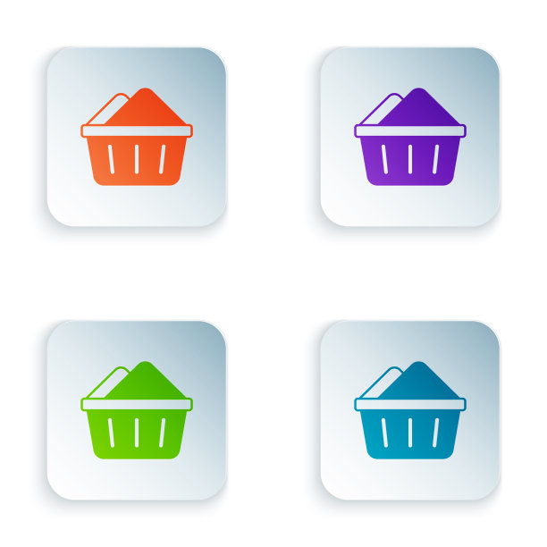 彩色塑料面盆与肥皂泡图标隔离图片下载