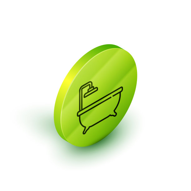 等距线浴缸图标隔离在白色图片下载