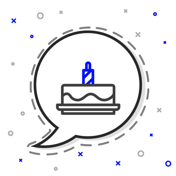 线蛋糕与燃烧的蜡烛图标孤立图片下载