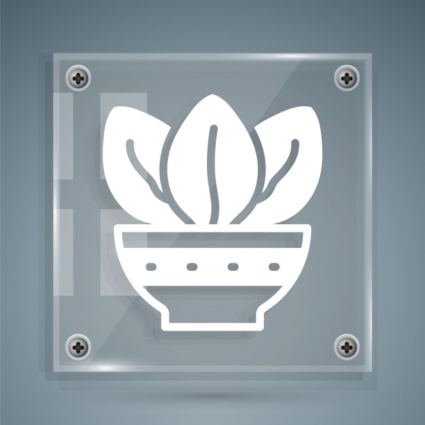 白色植物在花盆图标孤立在灰色图片下载