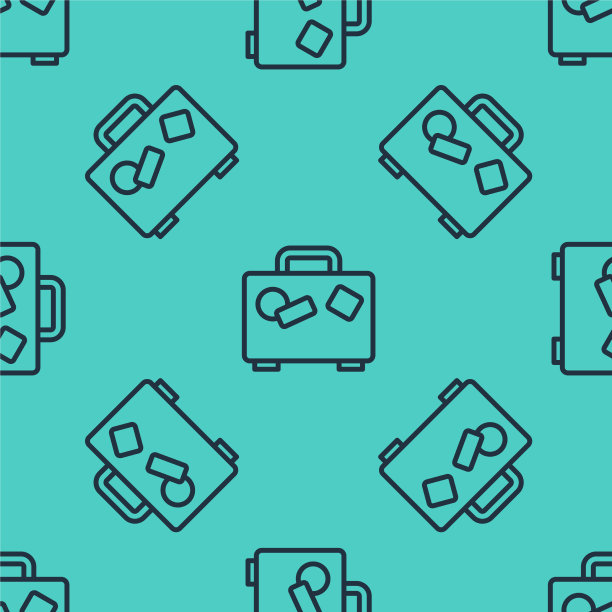 黑线旅行箱为旅游图标孤立图片下载