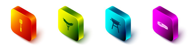 将等距烧烤铲香肠放在烤盘上图片下载