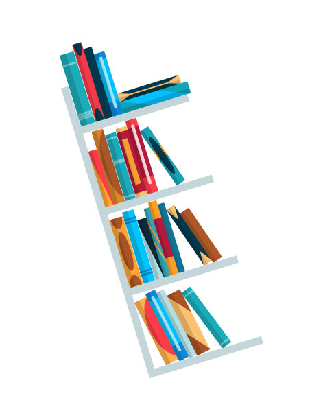 书架上有五颜六色的书平读的书图片下载